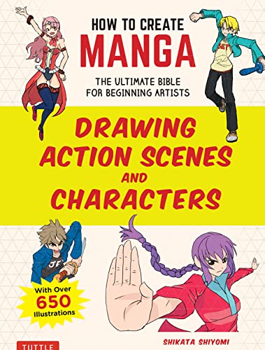 Manga art instruction book cover with illustrated characters and action poses.