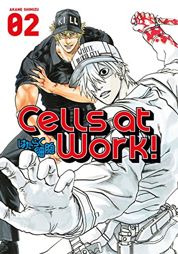 Cells at Work! 2" manga cover featuring two male characters and red accents.
