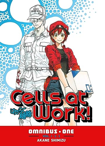 Cells at Work!" omnibus cover featuring two anime characters and red text.