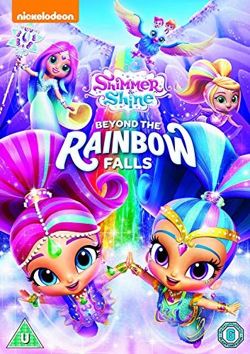 “Shimmer & Shine” DVD cover featuring three genies and a colorful rainbow.