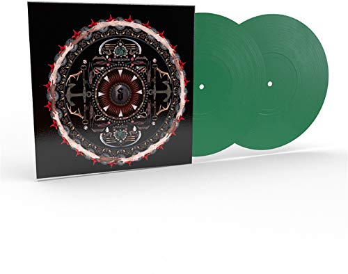 Shinedown's Amaryllis vinyl record, rustic green colored, with barcode visible.