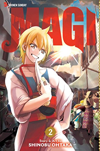Manga cover for "Magi 2" featuring a young man with blonde hair and a sword.