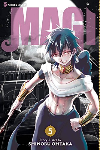 Magi 5 manga cover featuring a young man with dark hair and ornate clothing.