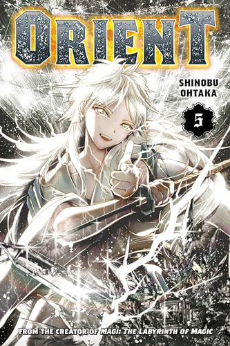 Cover of Orient manga volume 5, featuring a white-haired swordsman.