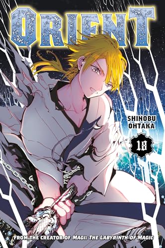 Cover of manga "Orient" volume 18, featuring a blonde male character.