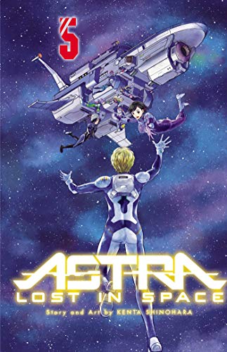 Manga cover featuring characters in spacesuits floating near a spaceship in deep space.