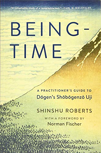 Book cover titled Being-Time featuring a stylized illustration of a mountain and forest.