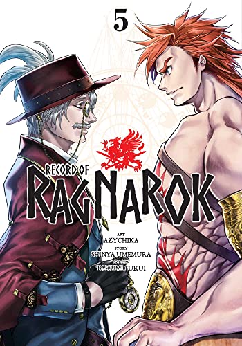 Manga cover showing a man in a top hat facing a shirtless red-haired warrior.