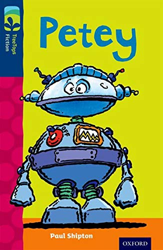 Book cover featuring a colorful illustration of a friendly robot, Petey.