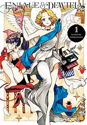 Manga cover featuring winged women, shopping bags, and ornate details.