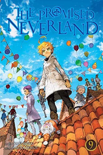 Cover of "The Promised Neverland" volume 9, featuring characters on a rooftop.