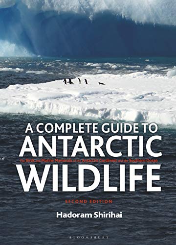 Book cover: “A Complete Guide to Antarctic Wildlife” with icy landscape.
