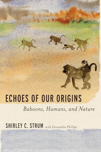 Book cover with watercolor painting of baboons in a landscape.