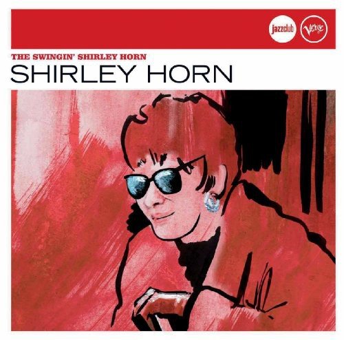 Shirley Horn album cover: red background, portrait of Horn in sunglasses.