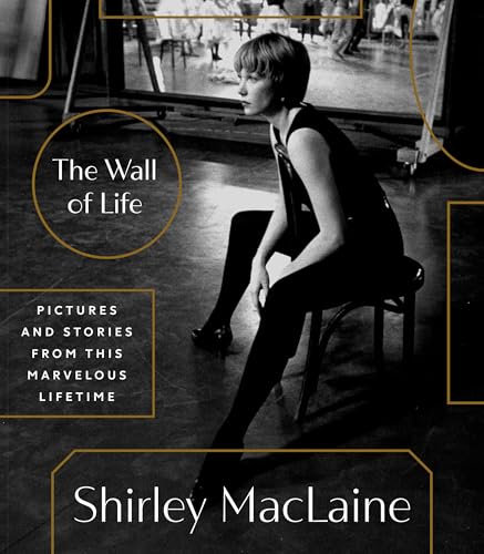 Black and white book cover featuring Shirley MacLaine seated in a dance studio.