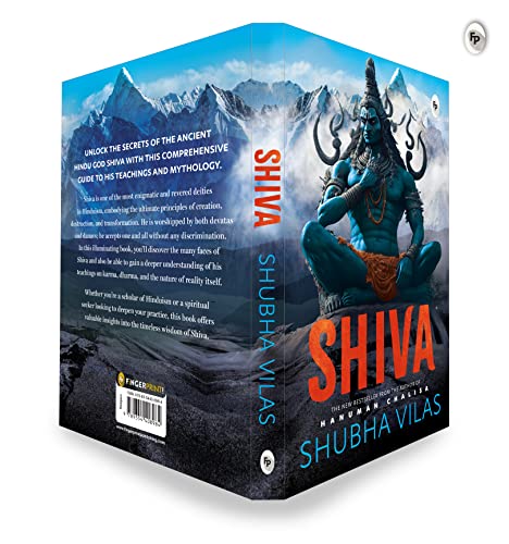 Book titled Shiva with blue and orange text on cover with Hindu god illustration.