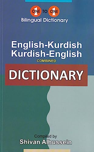 Blue and red dictionary cover: "English-Kurdish & Kurdish-English".