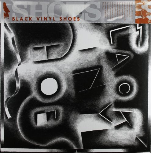 Black and white abstract image of vinyl shoes packaging.