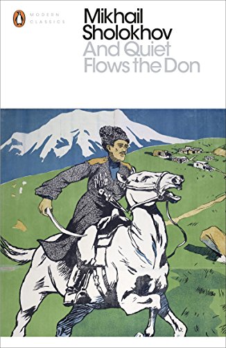 Book cover: man on rearing white horse, with village and snowy mountain in the background.