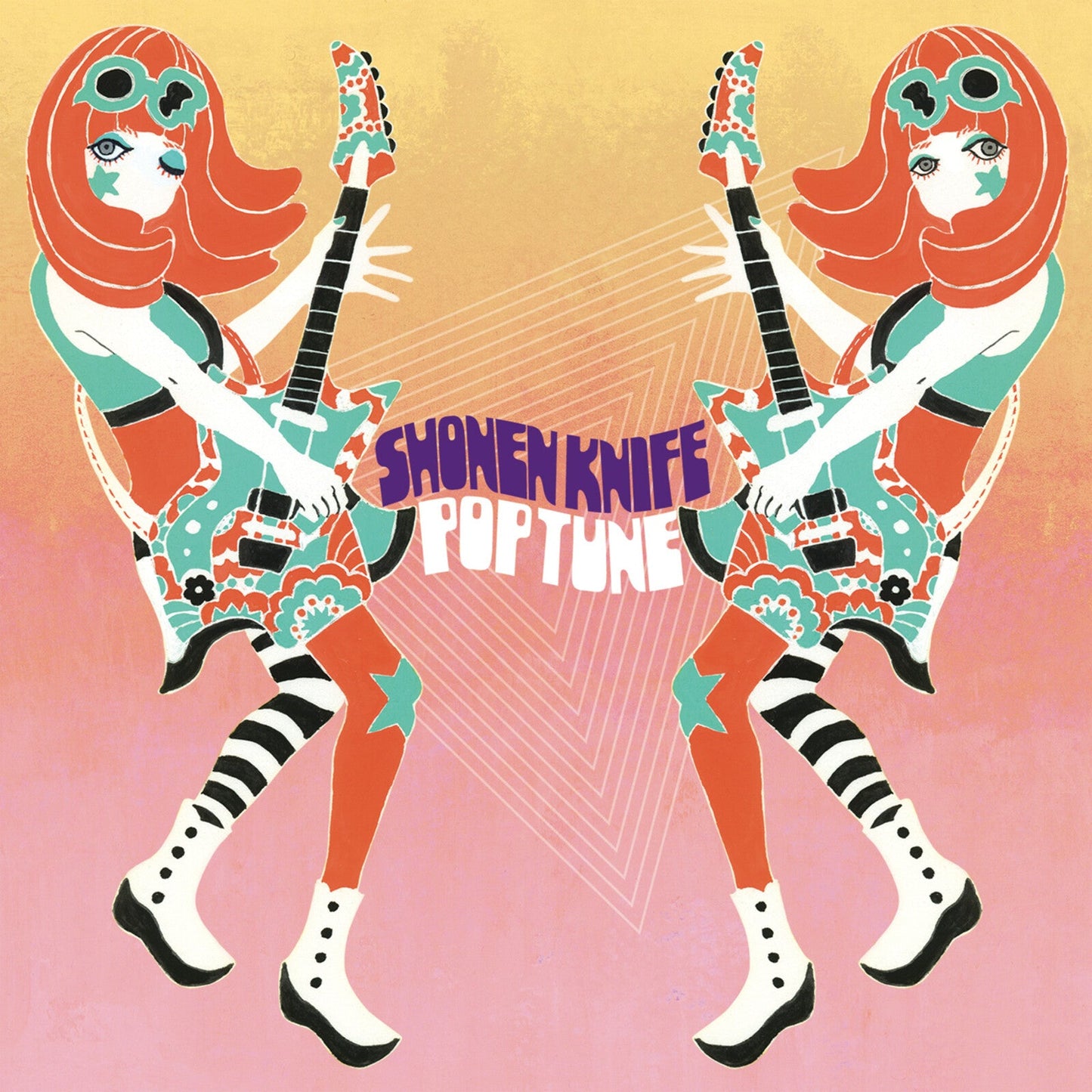 CD cover art: mirrored illustration of two women playing guitars.