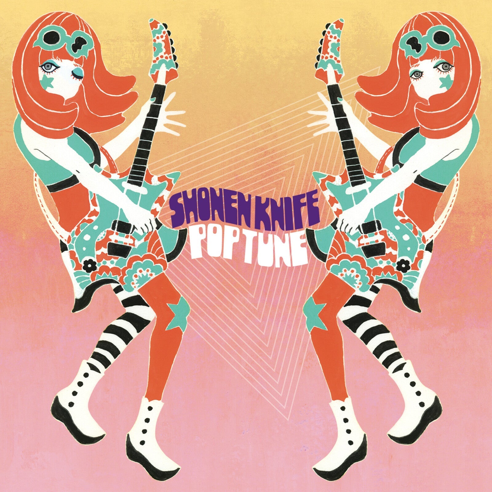 CD cover art: mirrored illustration of two women playing guitars.