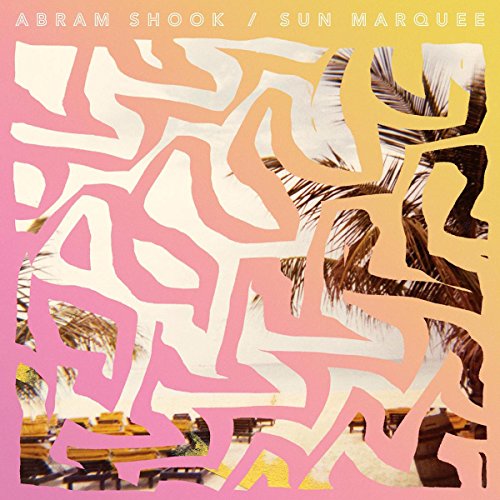 Vinyl album cover: abstract pink and yellow design with palm trees.