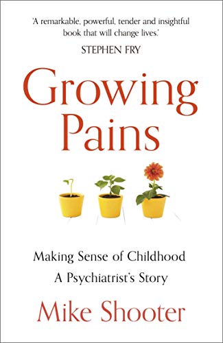 Book cover: "Growing Pains" with potted plants and author Mike Shooter.