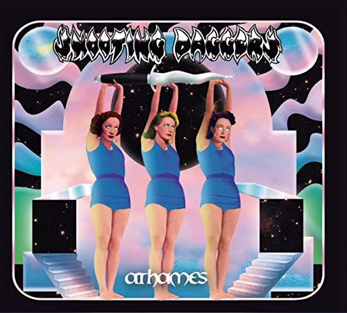Album cover for Shooting Daggers’ “Athames” featuring three women in blue.