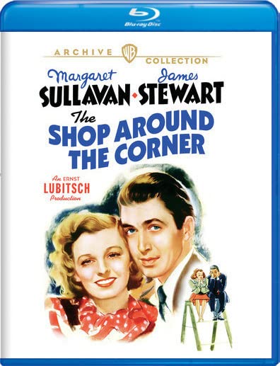 “Shop Around the Corner” Blu-ray cover featuring Margaret Sullivan and James Stewart.