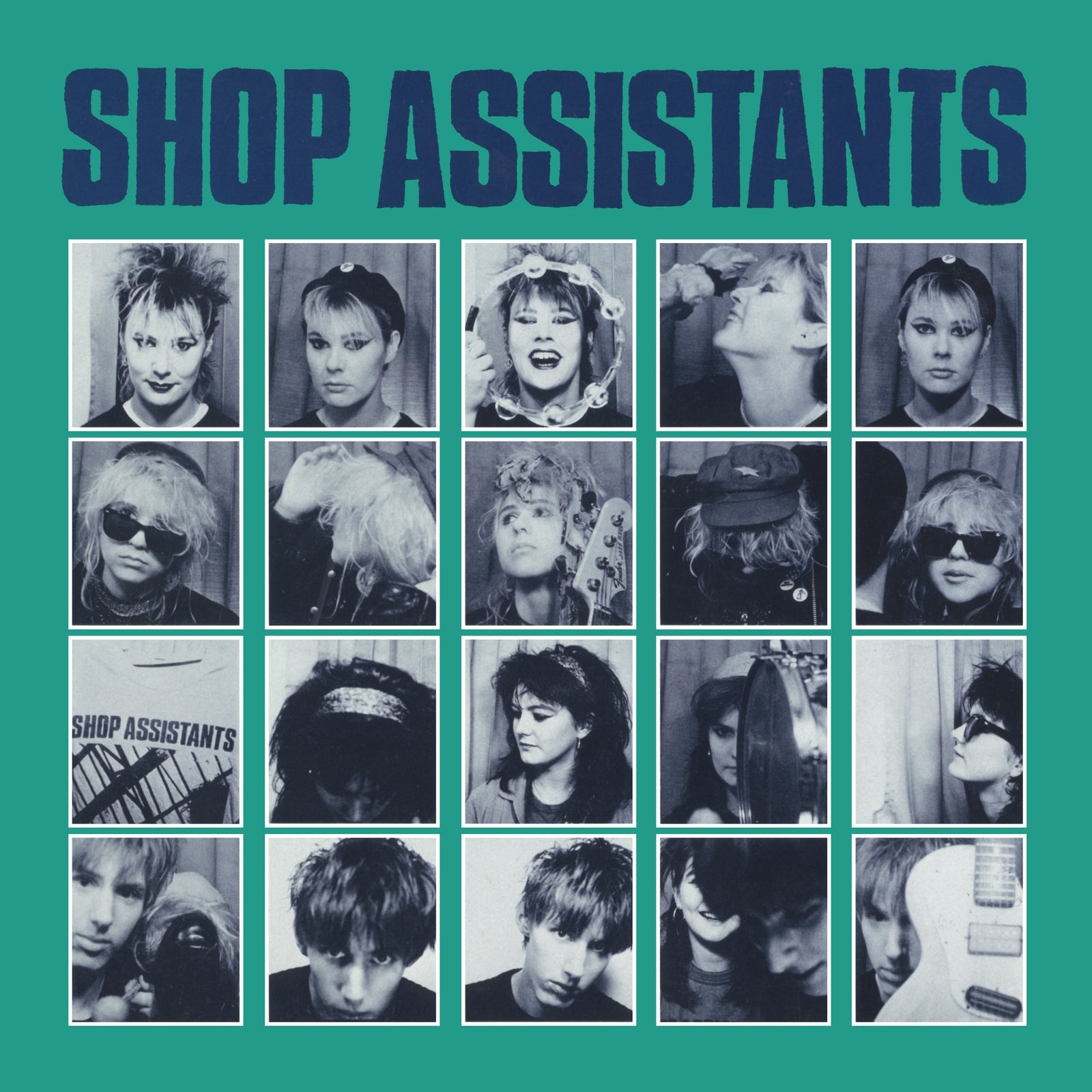 Album cover with a grid of black and white photos of band members.