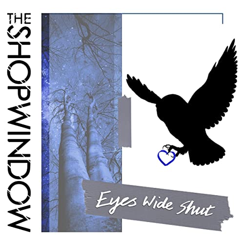 Album cover with a blue starry forest background, a black owl, and text.