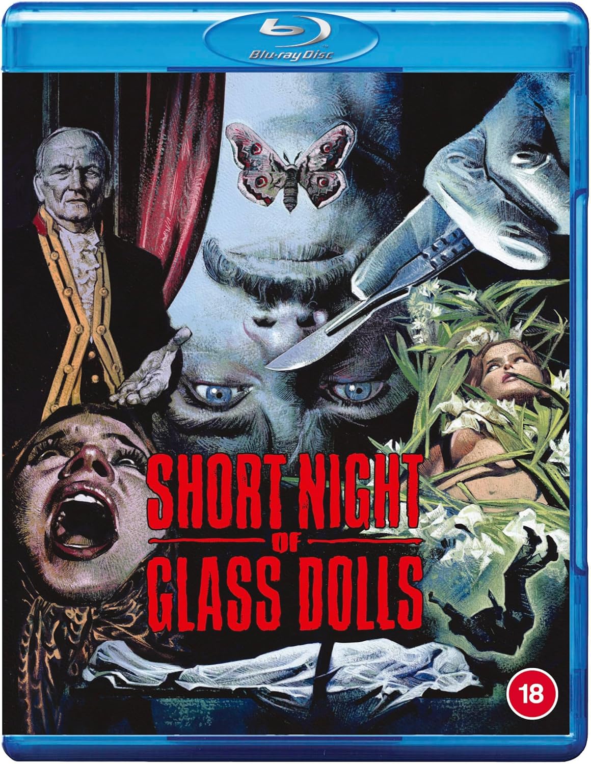 Blu-ray cover art featuring a collage of a screaming woman, a scalpel, and figures.