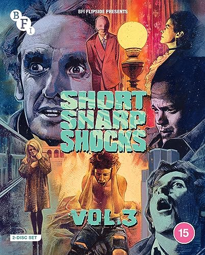 Blu-ray cover for "Short Sharp Shocks Vol. 3" featuring distressed faces.