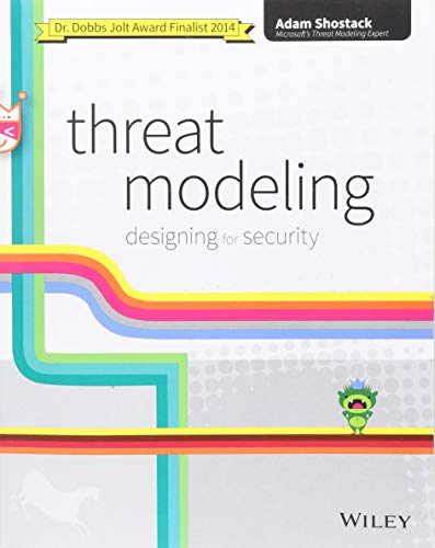 Book cover: "Threat Modeling: Designing for Security" with colorful abstract lines.