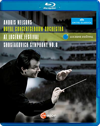 Blu-ray cover featuring conductor Andris Nelsons leading Shostakovich Symphony No. 8.