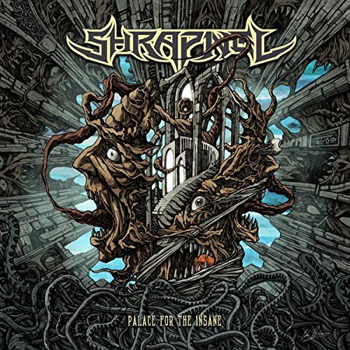 Shrapnel" CD cover: grotesque, detailed artwork of a decaying palace and faces.