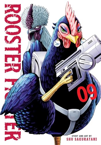 Manga cover featuring a chicken holding a futuristic gun with another chicken behind it.