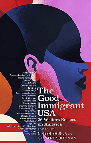 Book cover with a profile of a woman and American flag colors.