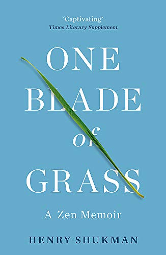 Book cover with a single blade of grass diagonally across a blue background.
