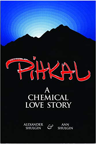 Book cover titled PiHKAL with a mountain silhouette against a blue gradient sky.