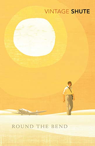 Book cover: man walking towards a small plane in a desert.