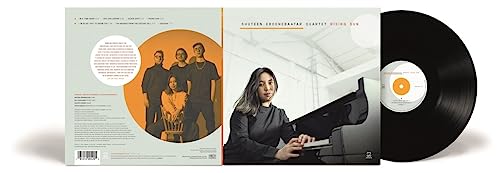 Vinyl record and cover featuring musicians, orange and gray tones.