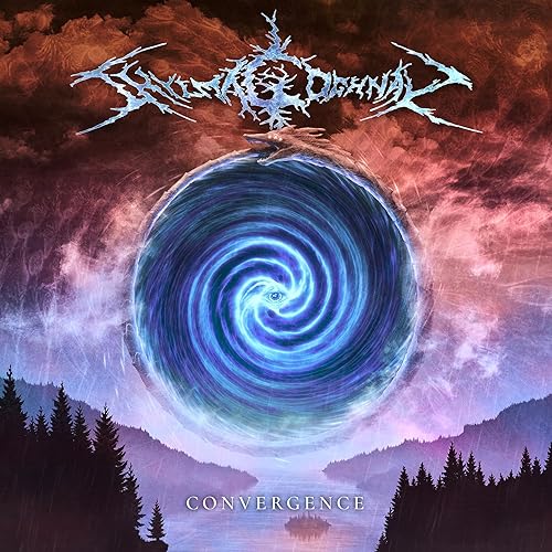 Album cover for Shylmagoghnar’s “Convergence” featuring a swirling blue eye.