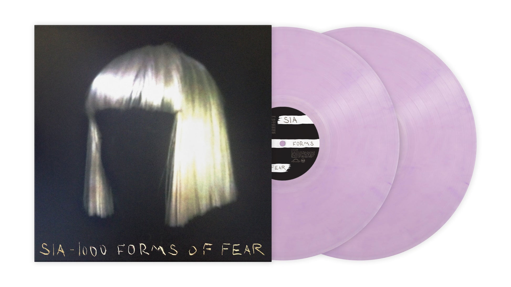 Sia 1000 Forms of Fear album cover and two light purple vinyl records.