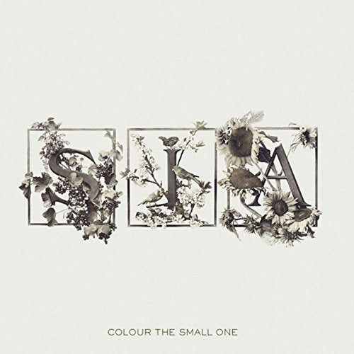 Sia album cover: letters formed with flowers, vines, and birds.