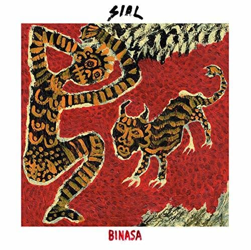 Red album cover with stylized tiger and human figures in black and gold.