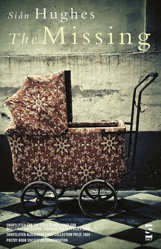 Book cover: "The Missing" by Siân Hughes, featuring a patterned baby carriage.