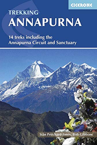 Cicerone guide book cover featuring snow-capped mountains and prayer flags.