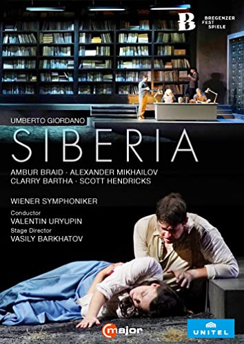 DVD cover for Umberto Giordano's opera Siberia featuring a stage scene with two performers.