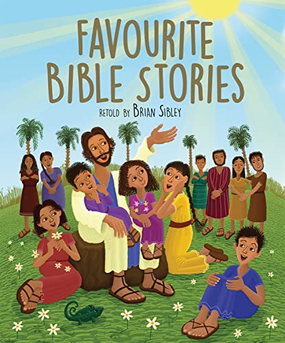 Book cover: "Favourite Bible Stories" with Jesus and children.